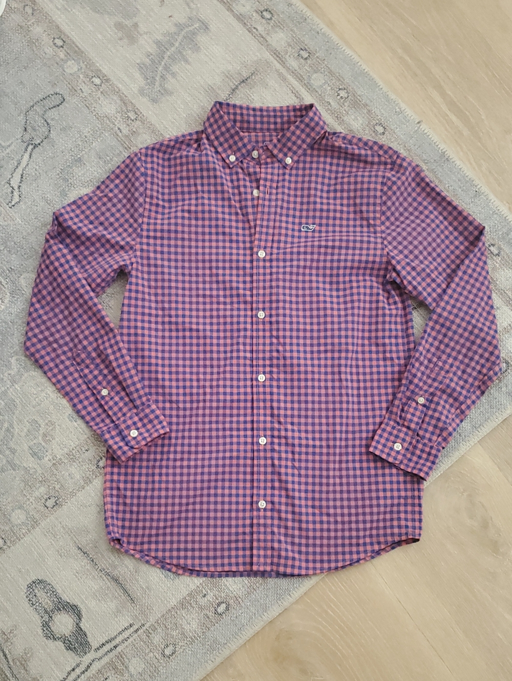 Vineyard Vines Boys Gingham Performance Button Down Top Shirt SzM (12-14)